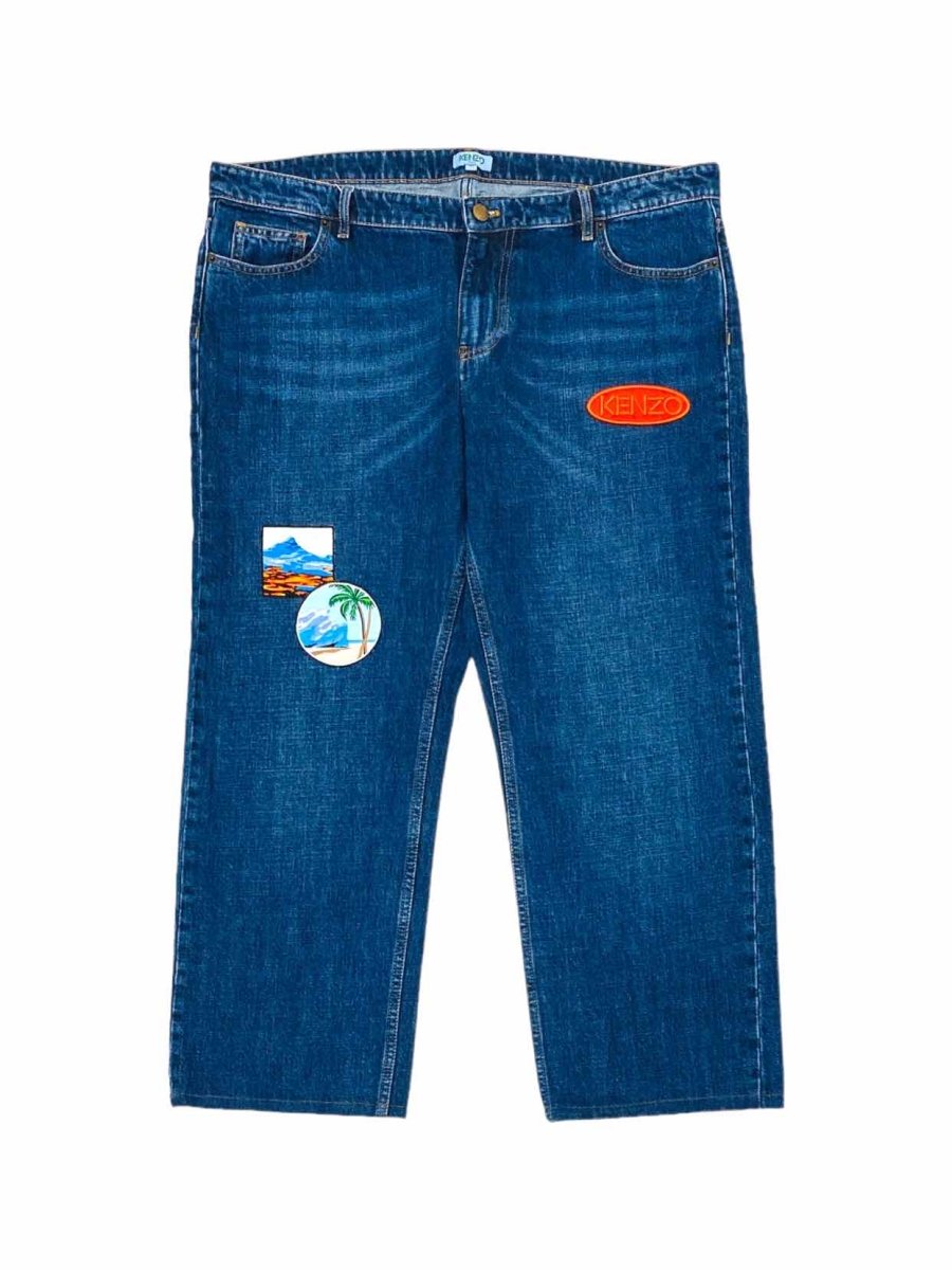 Pre - loved KENZO Denim Patch Jeans at Reems Closet