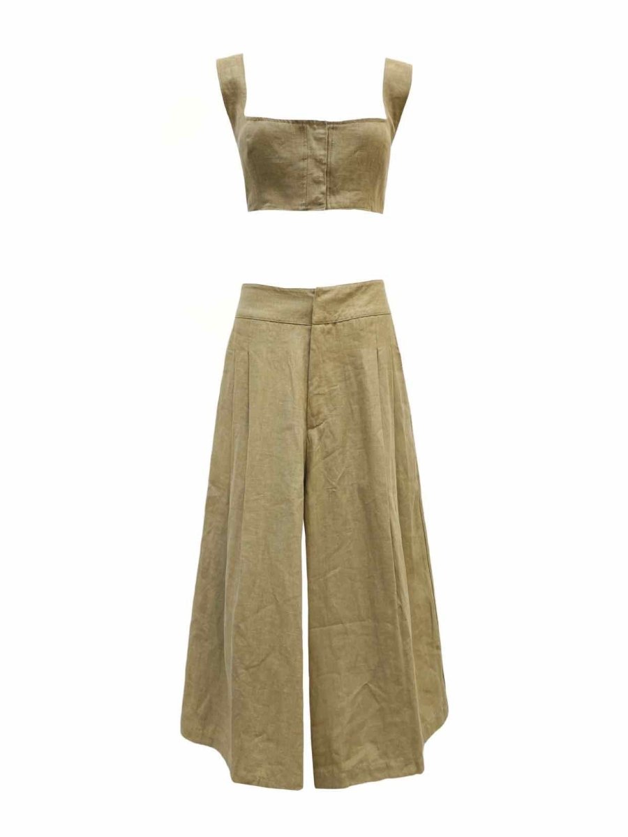 Pre-loved LE KASHA Khaki Top & Pants Outfit - Reems Closet