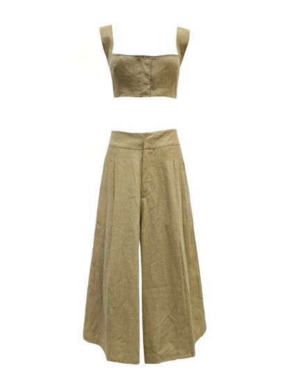 Pre-loved LE KASHA Khaki Top & Pants Outfit - Reems Closet