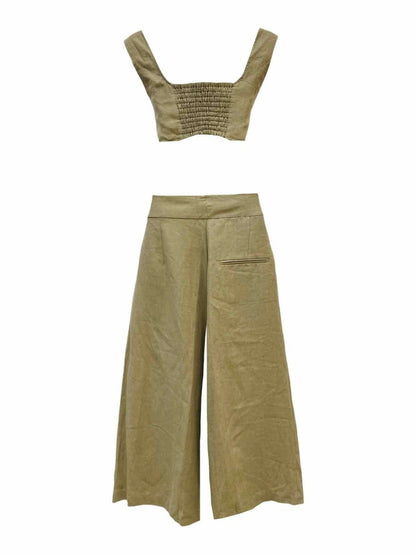 Pre-loved LE KASHA Khaki Top & Pants Outfit - Reems Closet