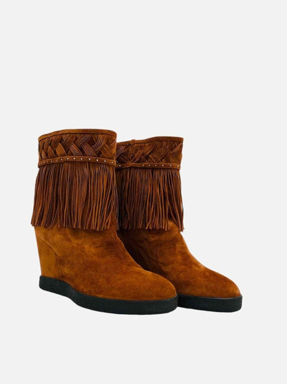 Pre-loved LE SILLA Brown Fringe Ankle Boots - Reems Closet