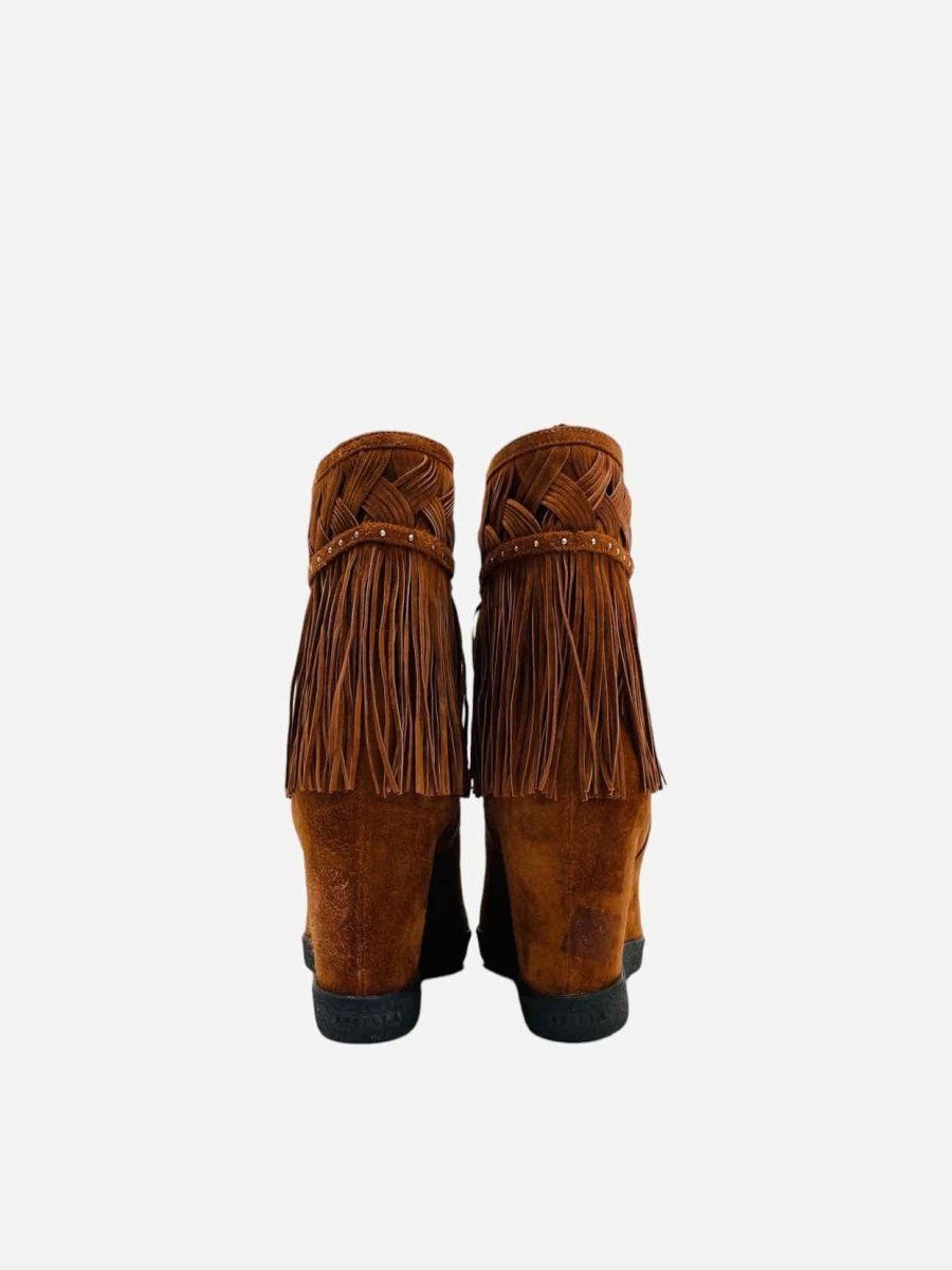 Pre-loved LE SILLA Brown Fringe Ankle Boots - Reems Closet