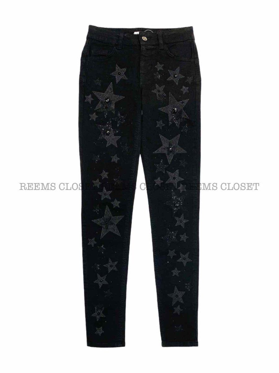 Pre-loved LIU.JO Black Star Embellished Skinny Jeans - Reems Closet