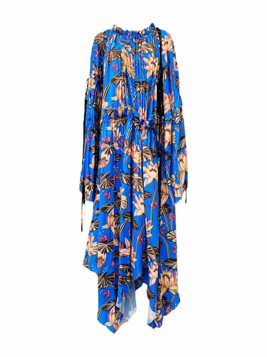 Pre-loved LOEWE Blue & Beige Printed Midi Dress from Reems Closet