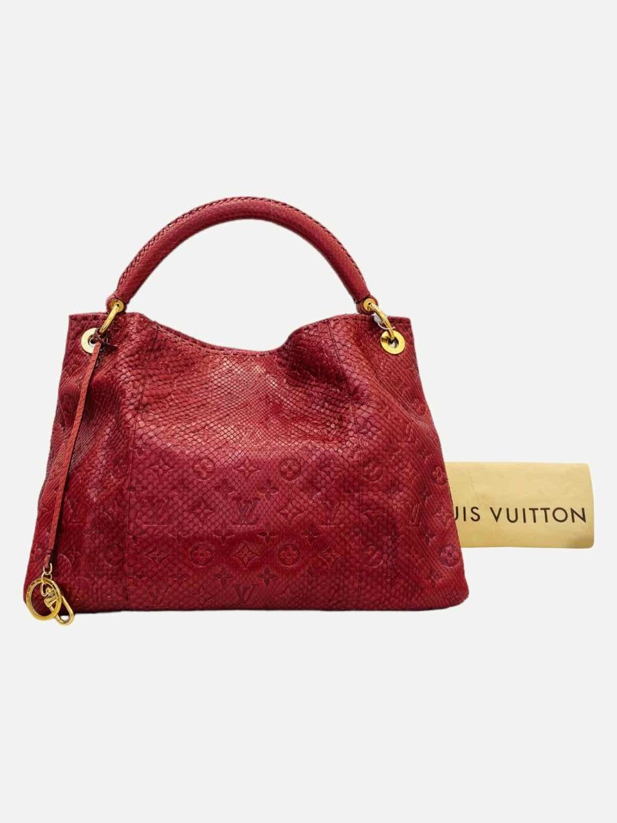 Pre-loved LOUIS VUITTON Artsy Red Monogram Embossed Shoulder Bag from Reems Closet