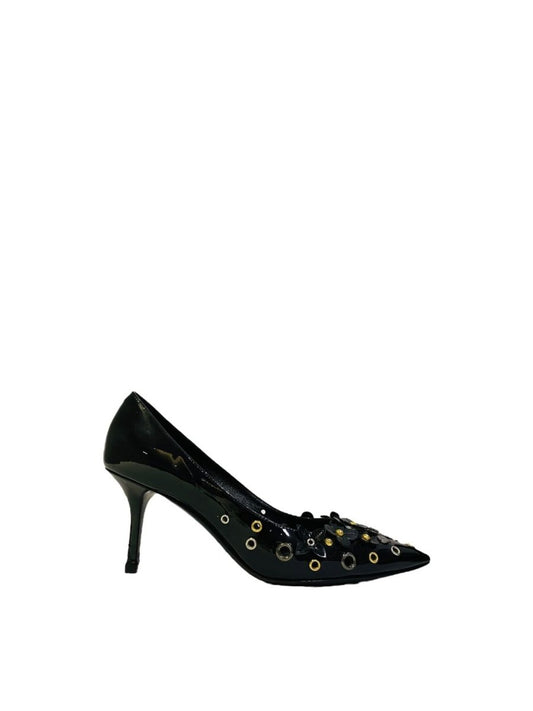 Pre-loved LOUIS VUITTON Black Applique Embellished Pumps from Reems Closet