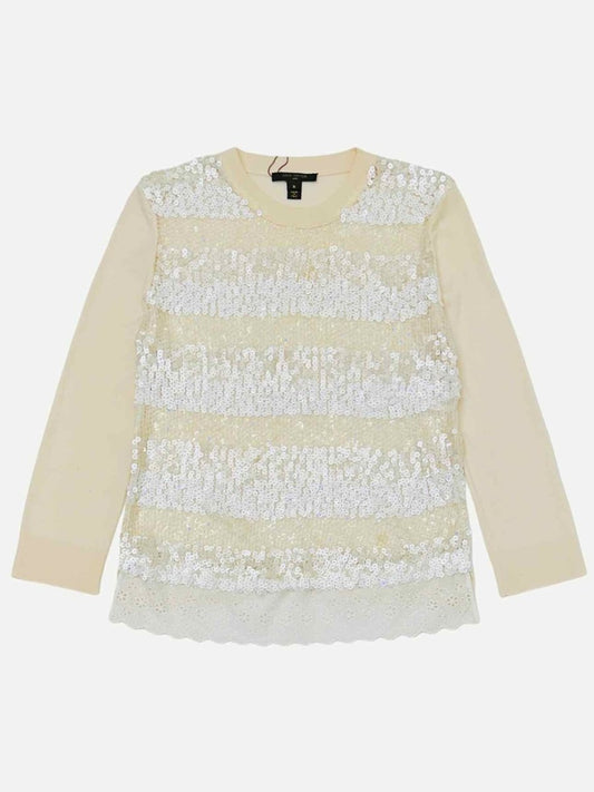 Pre-loved LOUIS VUITTON Cream Sequin Embellished Top from Reems Closet