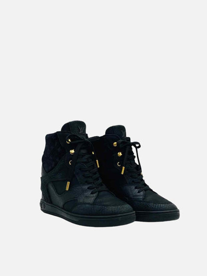 Pre-loved LOUIS VUITTON High Top Black Monogram Sneakers from Reems Closet
