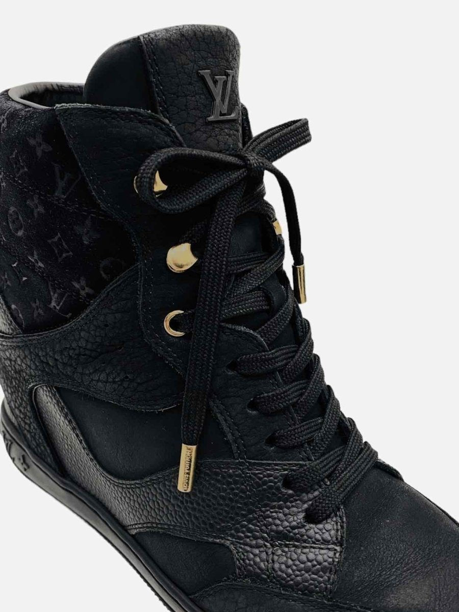 Pre-loved LOUIS VUITTON High Top Black Monogram Sneakers from Reems Closet