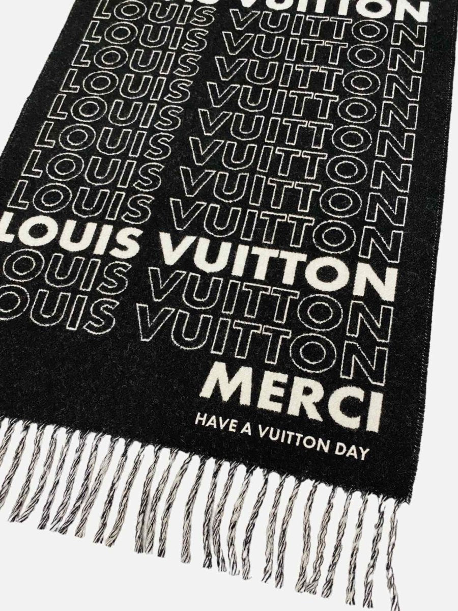 Pre-loved LOUIS VUITTON LV List City Black & White Scarf from Reems Closet