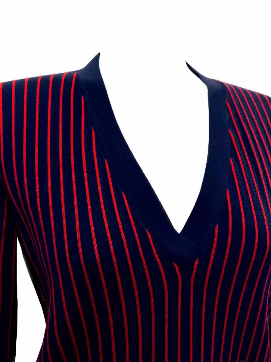 Pre-loved LOUIS VUITTON Navy Blue & Red Striped Jumper - Reems Closet
