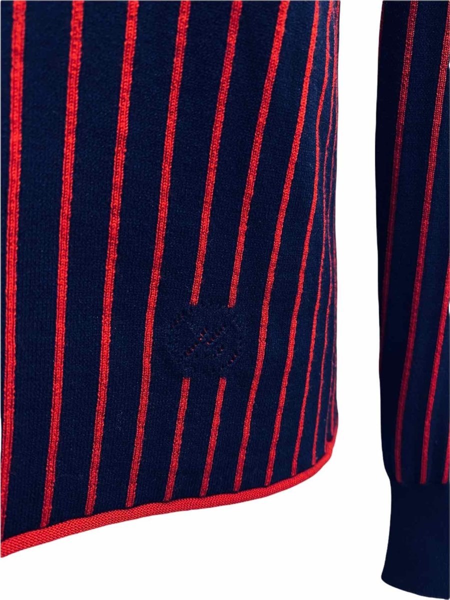 Pre-loved LOUIS VUITTON Navy Blue & Red Striped Jumper - Reems Closet