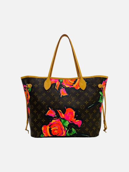 Pre - loved LOUIS VUITTON Roses Neverfull Brown & Pink Tote Bag at Reems Closet