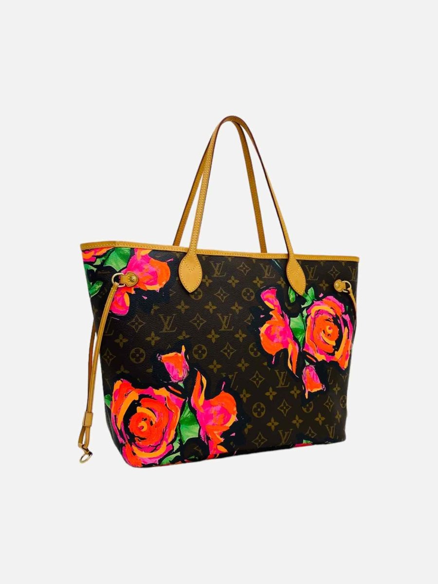 Pre - loved LOUIS VUITTON Roses Neverfull Brown & Pink Tote Bag at Reems Closet
