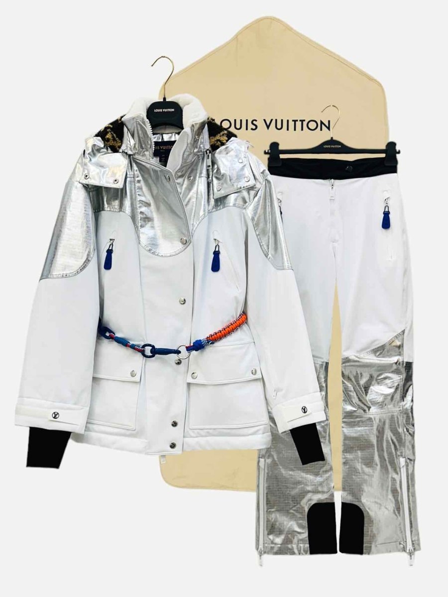 Pre-loved LOUIS VUITTON White & Silver Jacket & Pants Outfit from Reems Closet