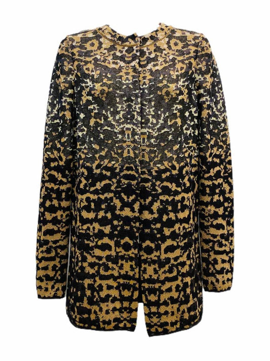 Pre-loved M MISSONI Black, Gold & Beige Leopard Print Cardigan - Reems Closet