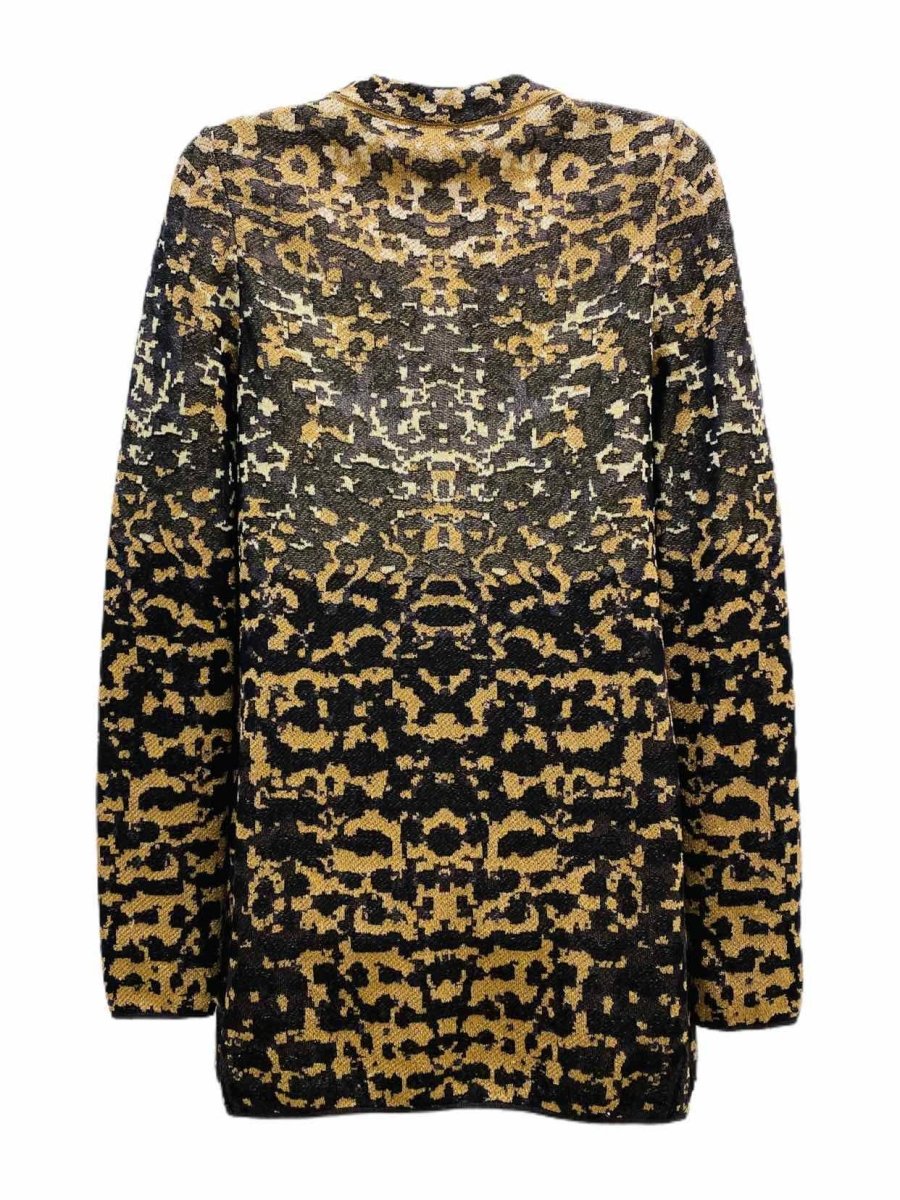 Pre-loved M MISSONI Black, Gold & Beige Leopard Print Cardigan - Reems Closet
