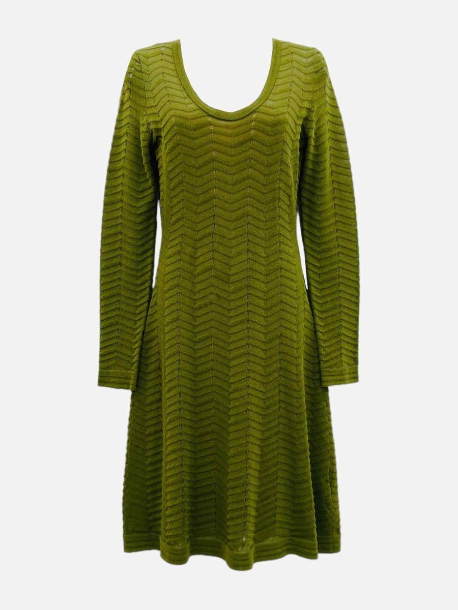 Pre-loved M MISSONI Green Knit Knee Length Dress - Reems Closet