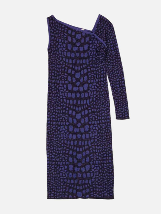 Pre-loved M MISSONI Knit Black & Blue Print Knee Length Dress - Reems Closet