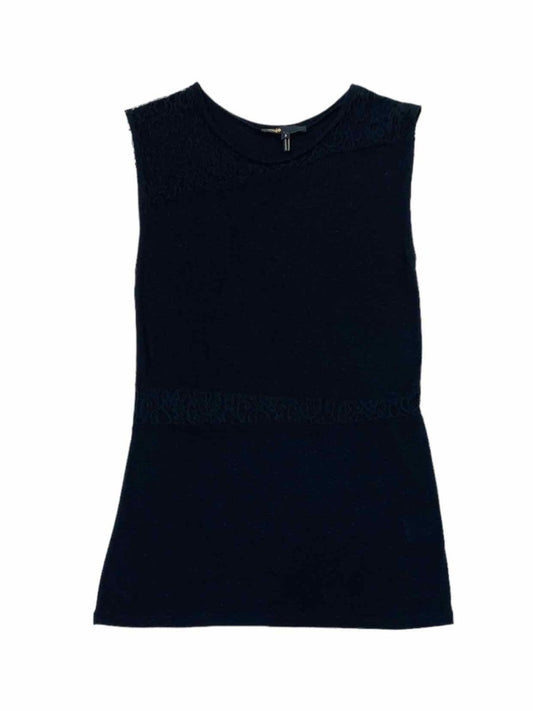 Pre - loved MAJE Black Lace Trim Sleeveless Top at Reems Closet