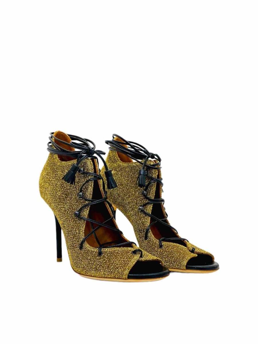 Pre-loved MALONE SOULIERS Gold Strappy Heeled Sandals - Reems Closet