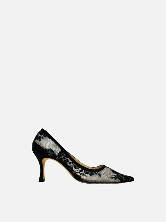 Pre-loved MANOLO BLAHNIK Black Lace Pumps from Reems Closet