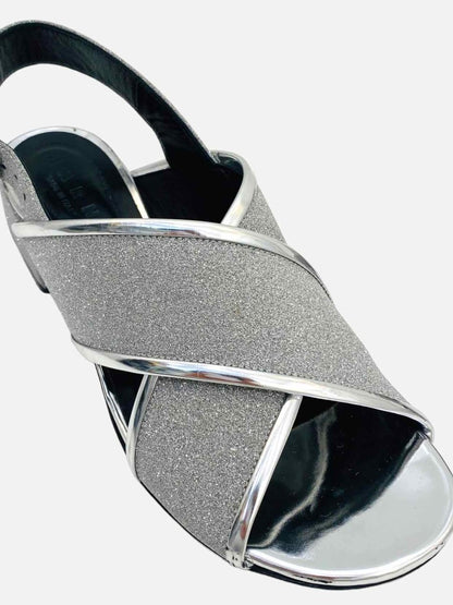 Pre-loved MARNI Metallic Silver Glitter Heeled Sandals from Reems Closet