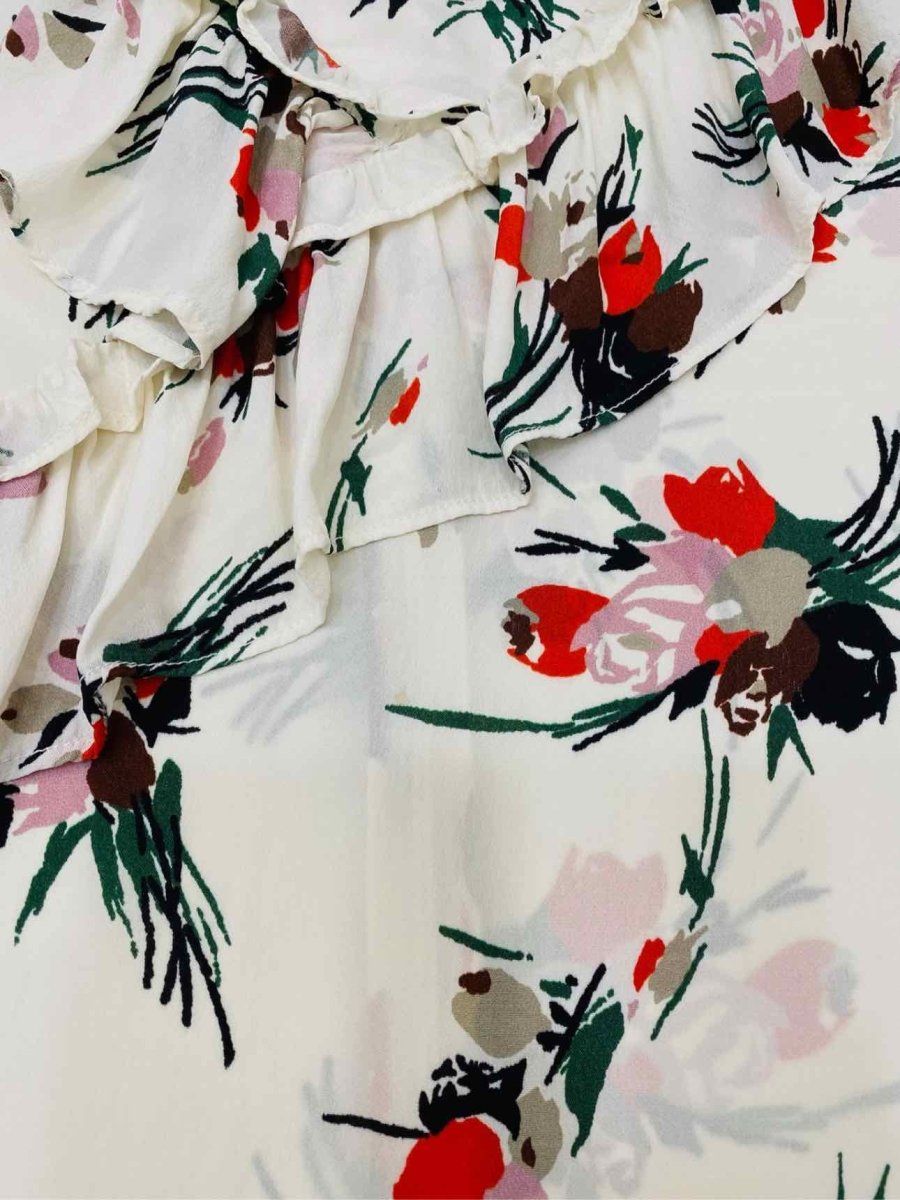 Pre-loved MARNI White & Multicolor Ruffled Floral Size Medium/ Large Blouse - Reems Closet