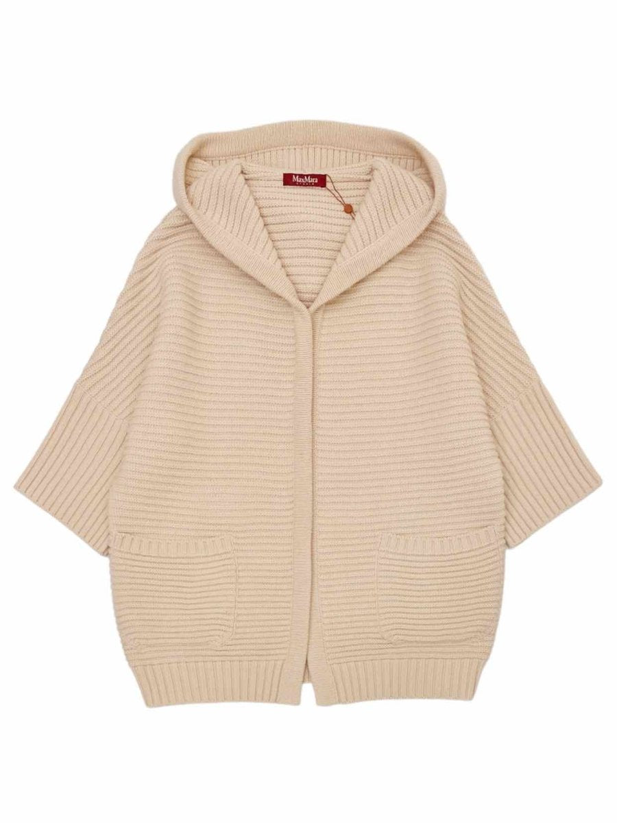 Pre - loved MAX MARA STUDIO Hoodie Beige Cardigan at Reems Closet