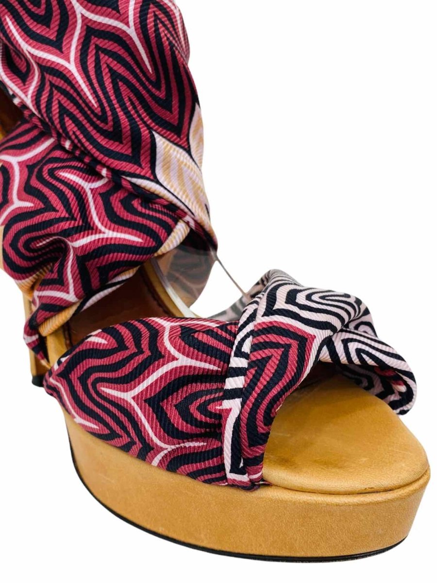 Pre-loved MISSONI Ankle Wrap Burgundy Multicolor Heeled Sandals from Reems Closet