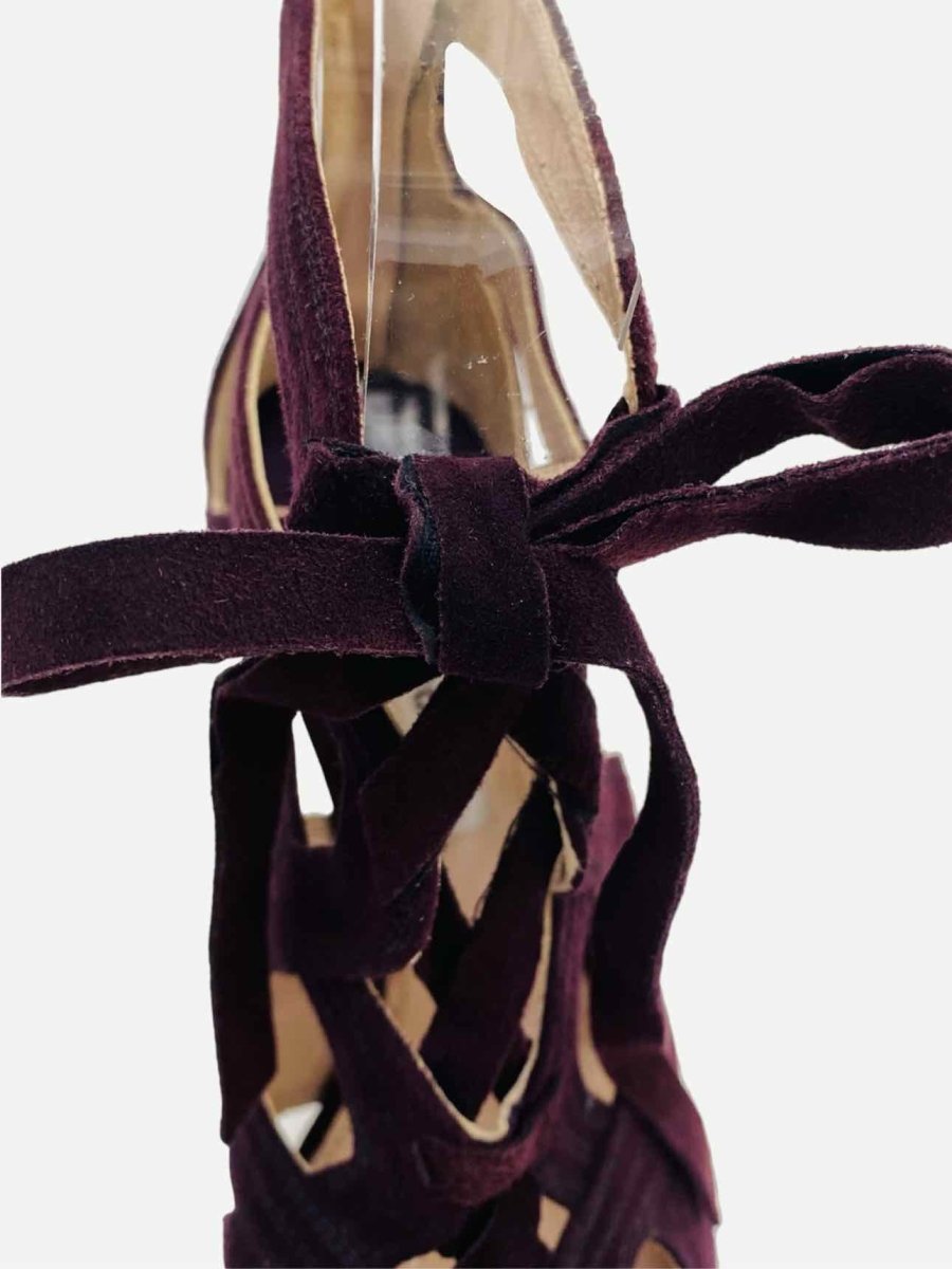 Pre-loved MIU MIU Ankle Strap Plum Cutout Heeled Sandals - Reems Closet