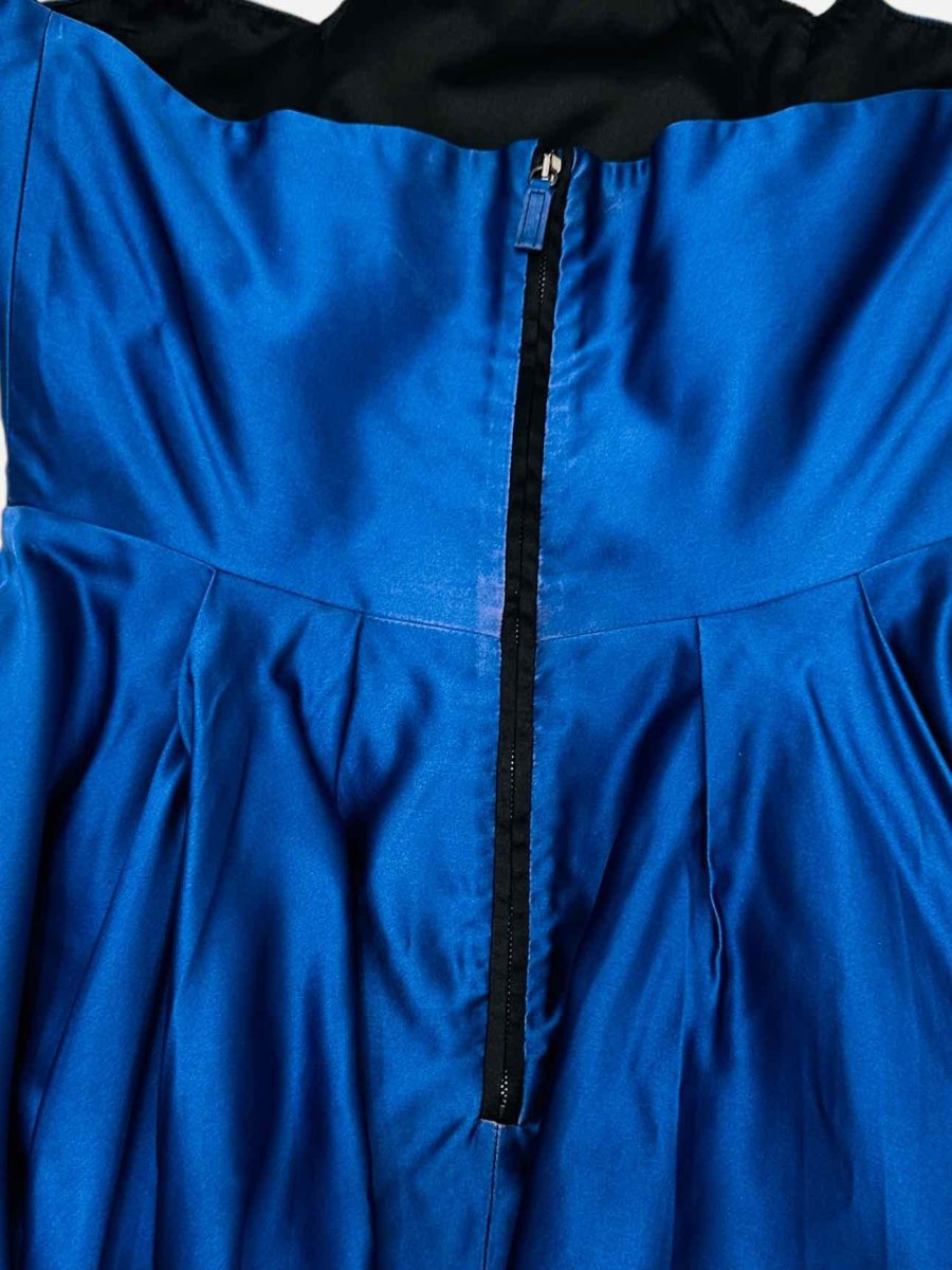 Pre-loved MIU MIU Tube Blue Ribbon Print Dress from Reems Closet