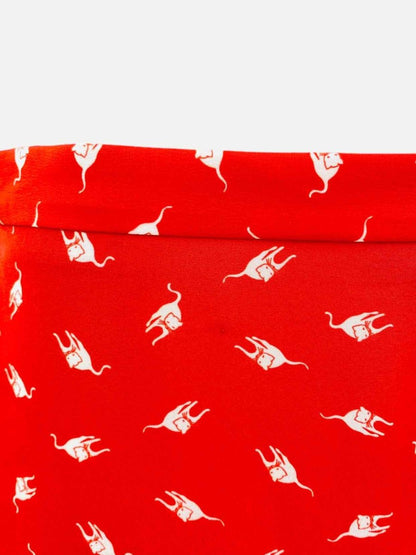 Pre-loved MIU MIU Wrap Effect Red w/ White & Black Midi Skirt - Reems Closet