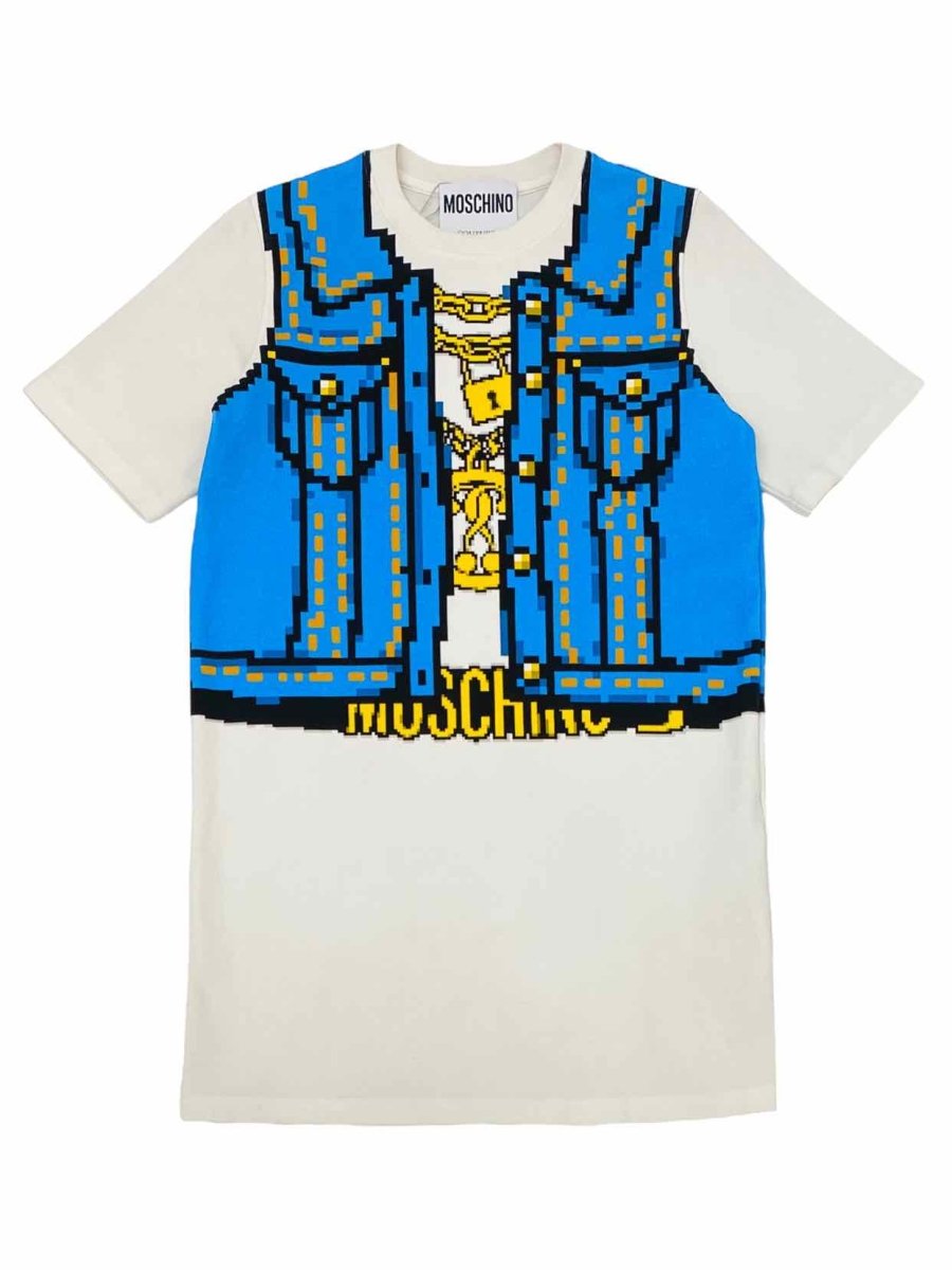 Pre - loved MOSCHINO COUTURE White, Blue & Yellow T - Shirt Dress at Reems Closet