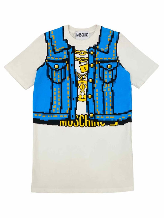 Pre-loved MOSCHINO COUTURE White, Blue & Yellow T-Shirt Dress from Reems Closet