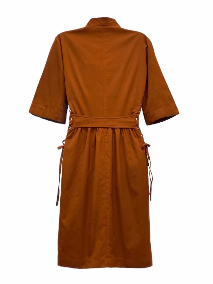 Pre-loved MUGLER Brown Lace Up Knee Length Dress from Reems Closet