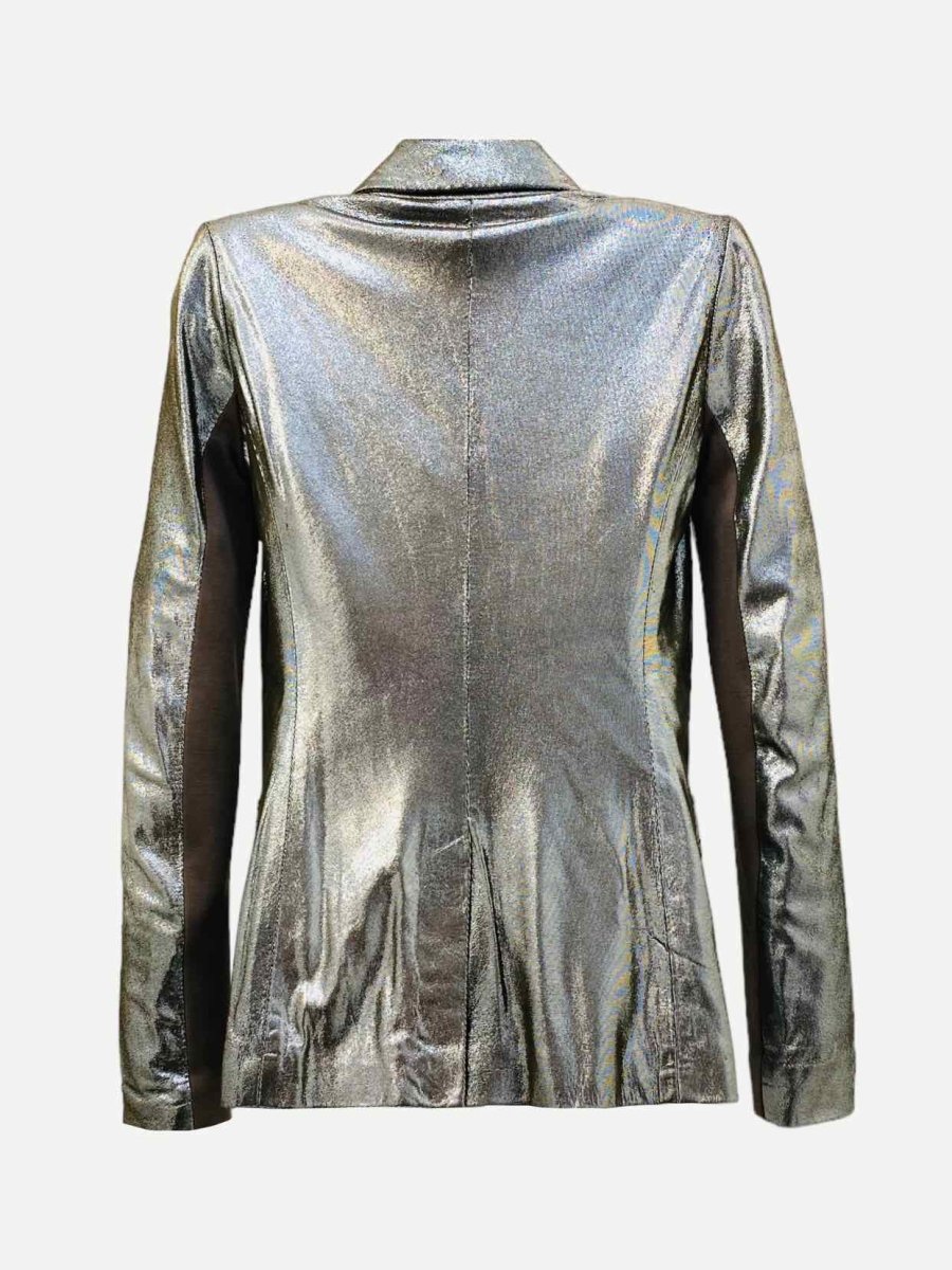 Pre - loved PATRIZIA PEPE Metallic Silver Jacket at Reems Closet