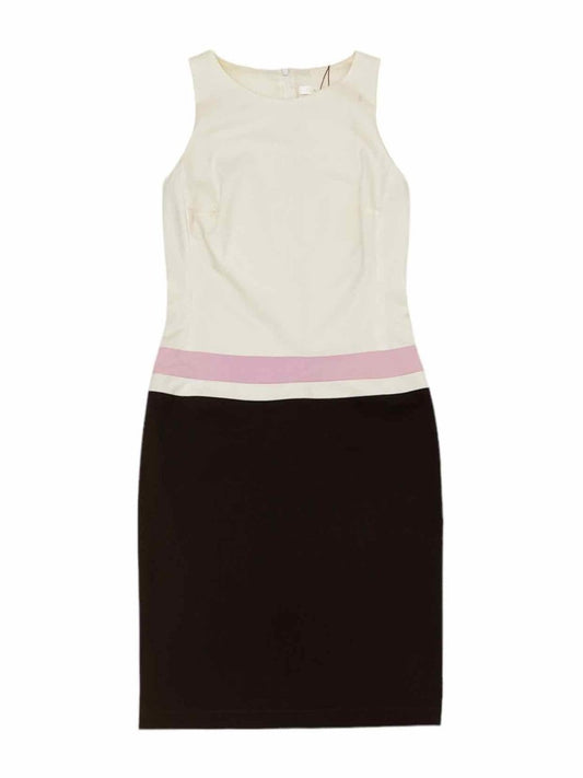 Pre-loved PAULE KA White & Brown Knee Length Dress - Reems Closet