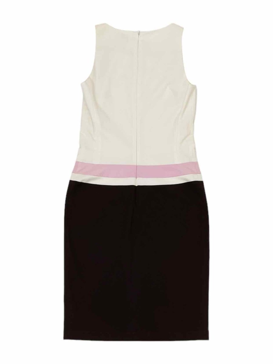 Pre-loved PAULE KA White & Brown Knee Length Dress - Reems Closet