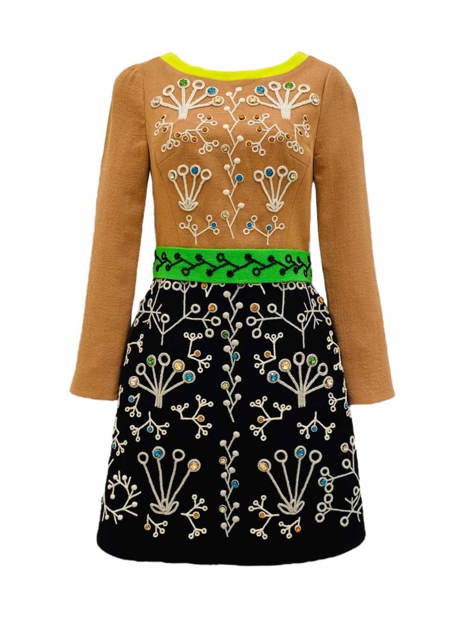 Pre - loved PETER PILOTTO Mocha & Black Knee Length Dress at Reems Closet