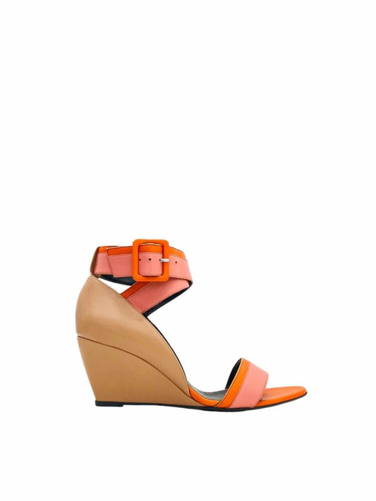 Pre-loved PIERRE HARDY Ankle Strap Pink & Orange Wedges - Reems Closet