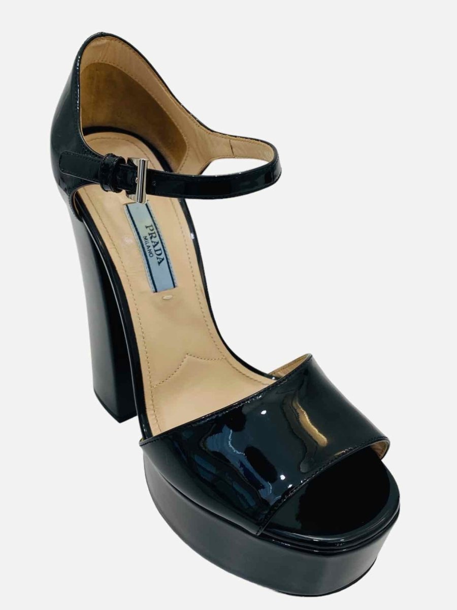Pre-loved PRADA Black Platform Heeled Sandals from Reems Closet