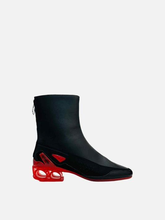 Pre-loved RAF SIMONS Cycloid 4 Black & Red Ankle Boots from Reems Closet