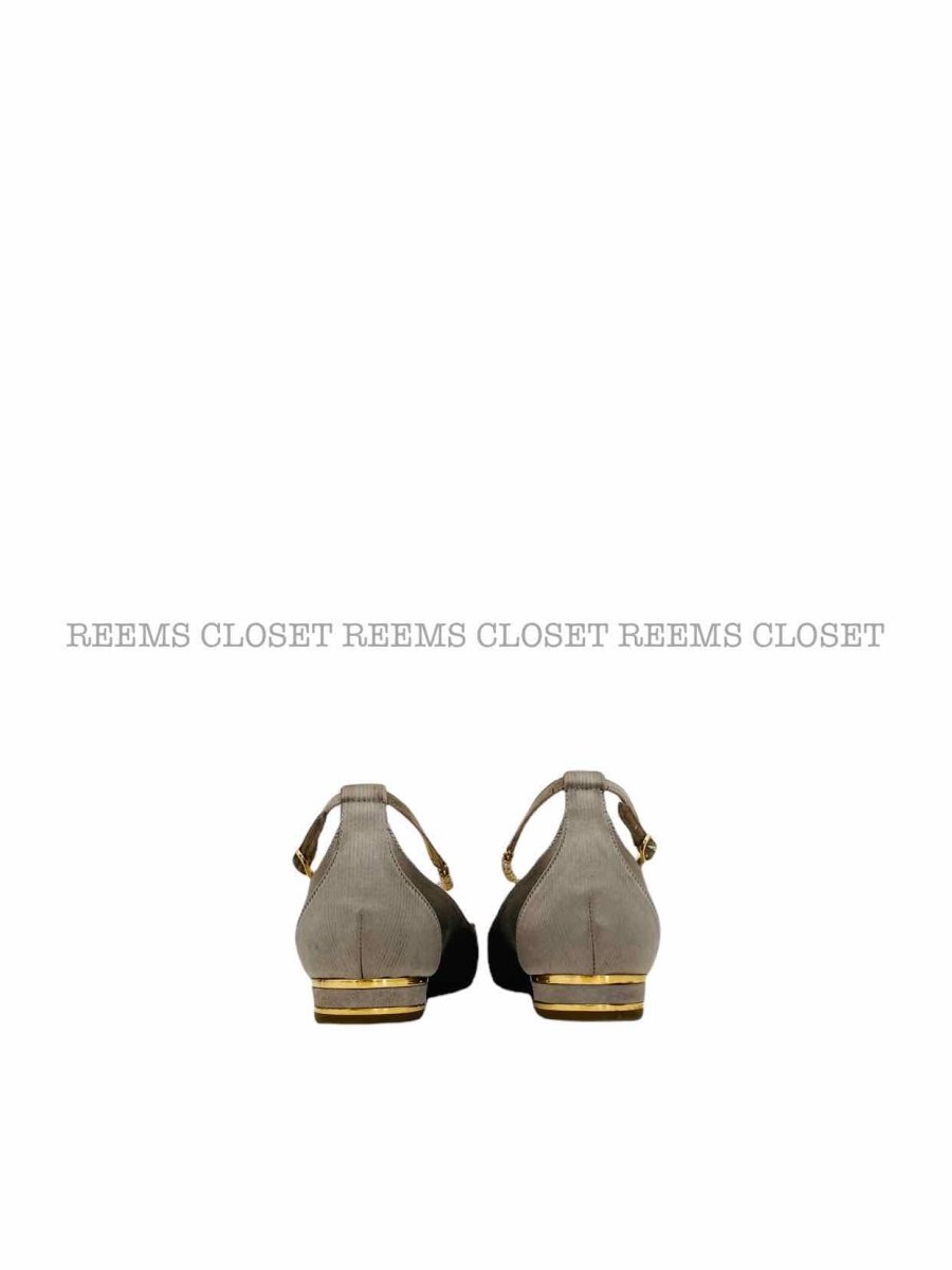 Pre-loved RENE CAOVILLA Grey Pearl Detail Flats - Reems Closet