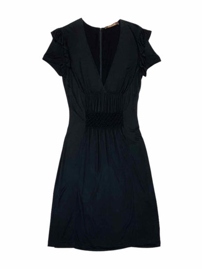 Pre-loved ROBERTO CAVALLI Ruched Black Knee Length Dress - Reems Closet