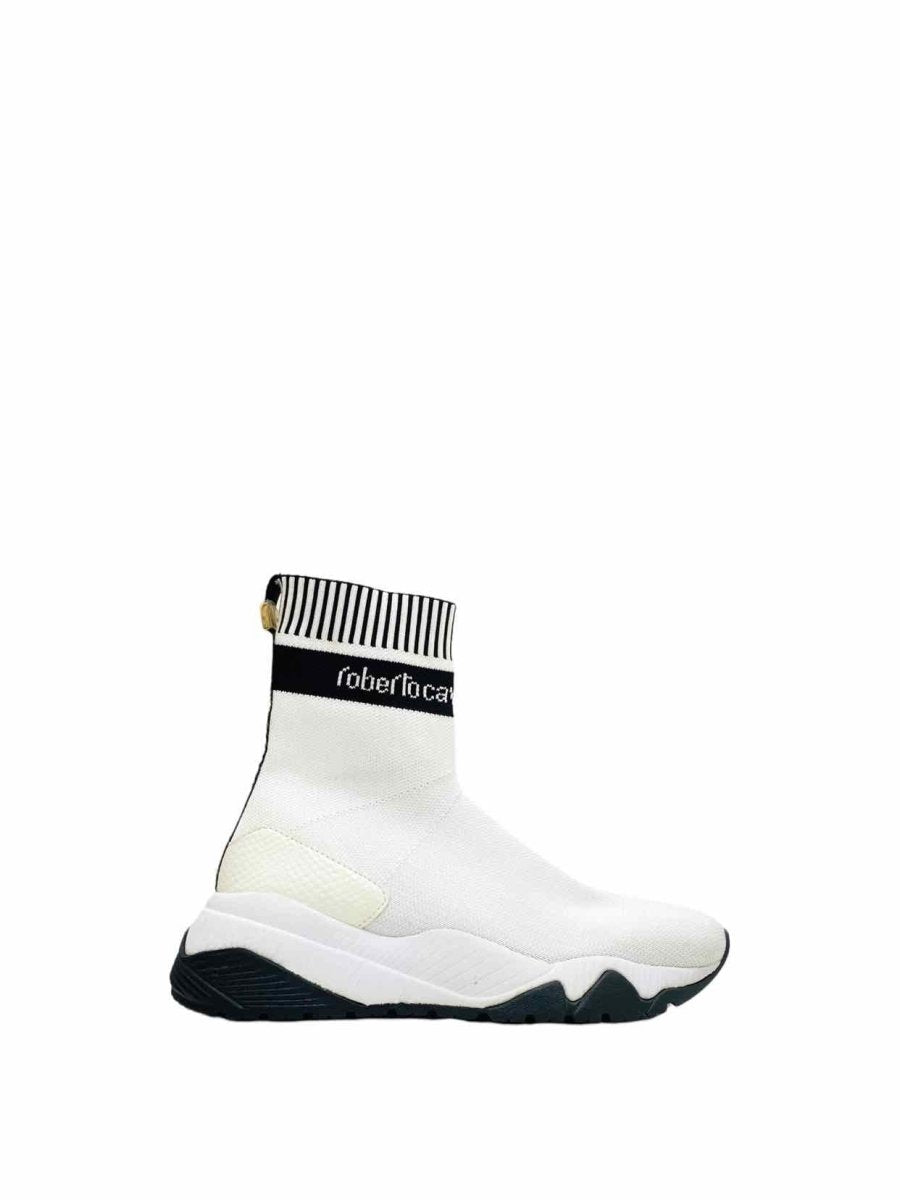 Pre-loved ROBERTO CAVALLI White w/ Black Sneaker Boots - Reems Closet