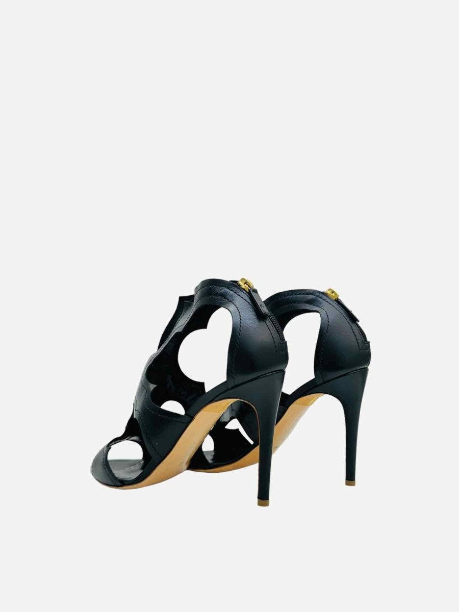 RUPERT SANDERSON Black Cutout Heeled Sandals Reems Closet