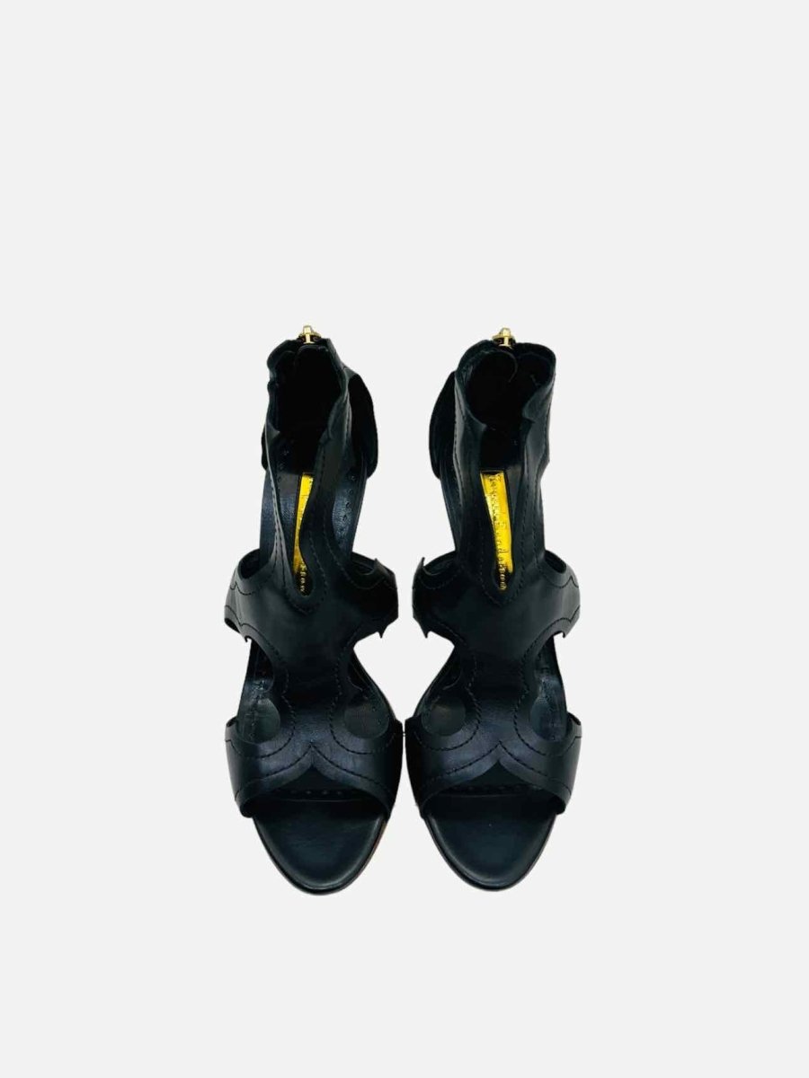 Pre-loved RUPERT SANDERSON Black Cutout Heeled Sandals from Reems Closet