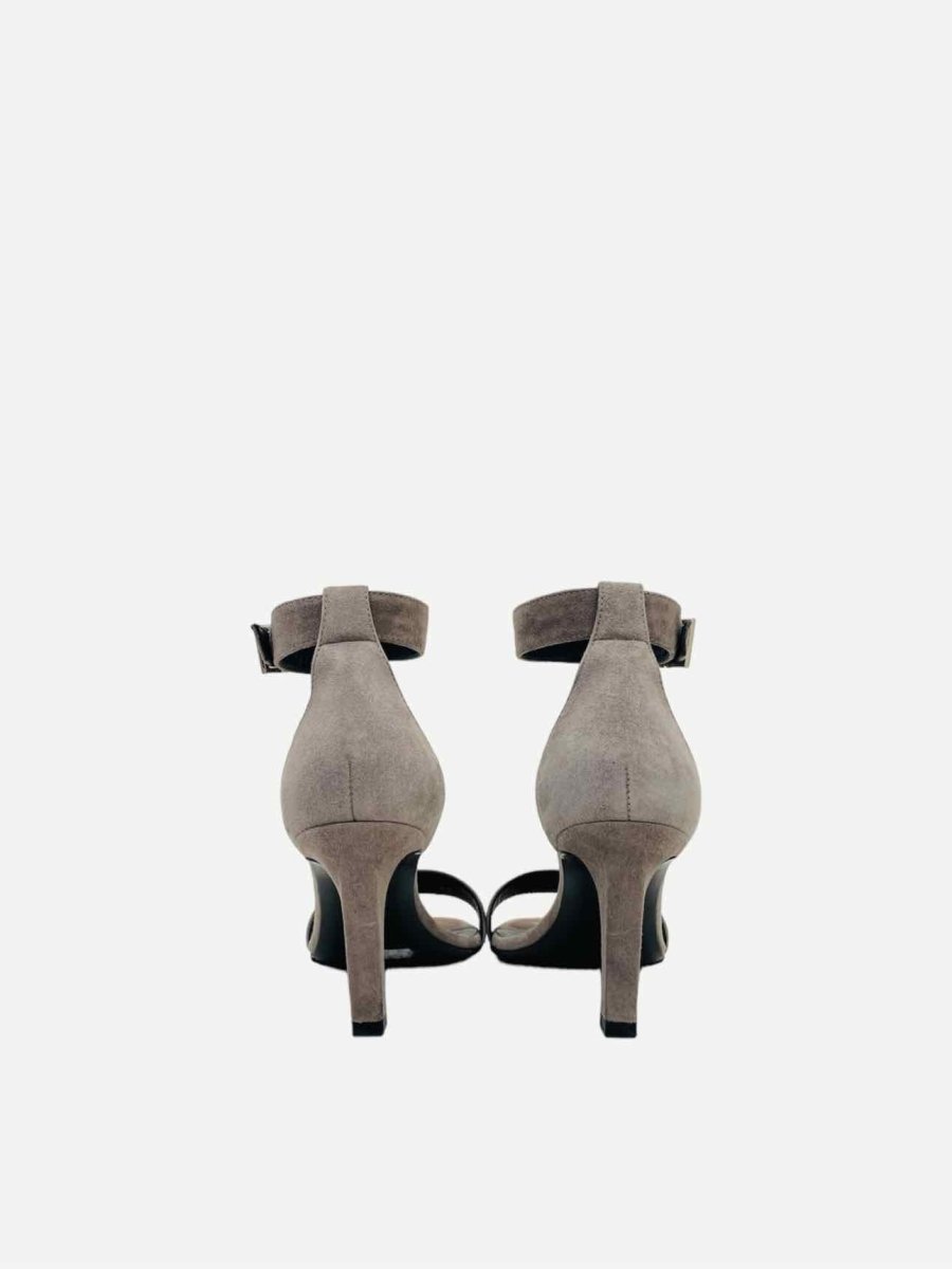 Pre-loved SAINT LAURENT Ankle Strap Grey Heeled Sandals - Reems Closet