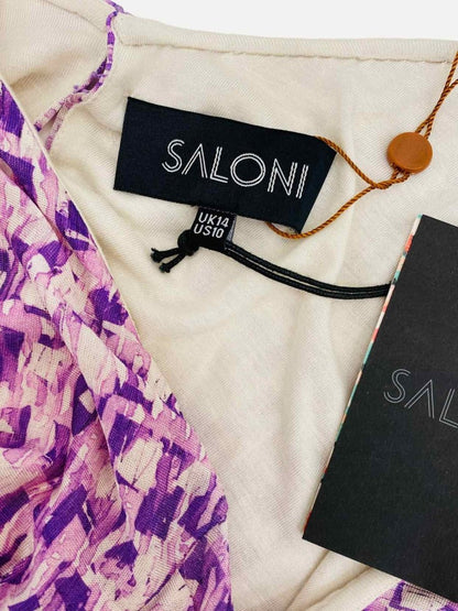 Pre-loved SALONI Purple & White Printed Knee Length Dress - Reems Closet